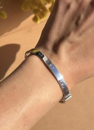 Масивный серебряный браслет в стиле cartier картьє, 925 проба