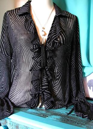 Шифоновая блуза с рюшами в горошек в горох на завязках от per una ( marks &amp; spencer )