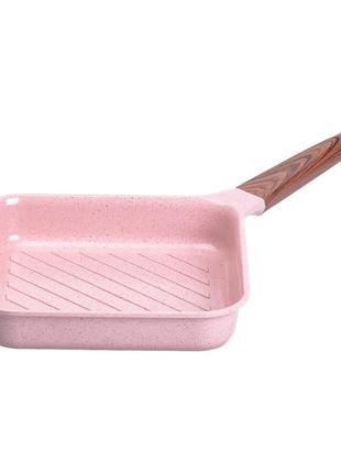 Сковорода-гриль алюмінієва, квадратна, 2,5 л, з антипригарним покриттям, 24 см mgc pink