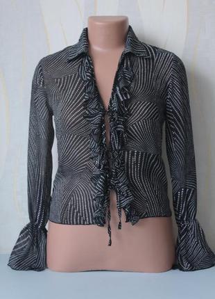 Шифоновая блуза с рюшами в горошек в горох на завязках от per una ( marks &amp; spencer )2 фото