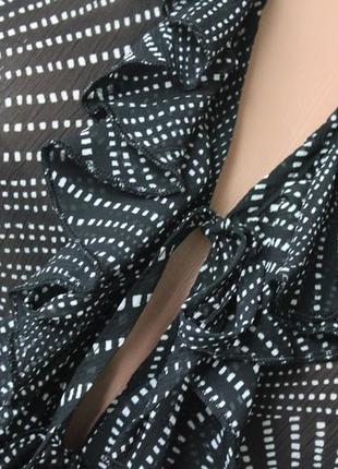 Шифоновая блуза с рюшами в горошек в горох на завязках от per una ( marks &amp; spencer )5 фото