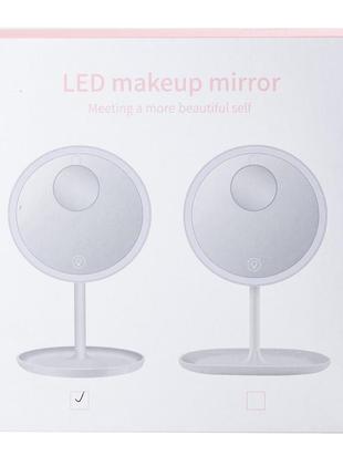 Зеркало настольное круглое с увеличением и led подсветкой для макияжа6 фото