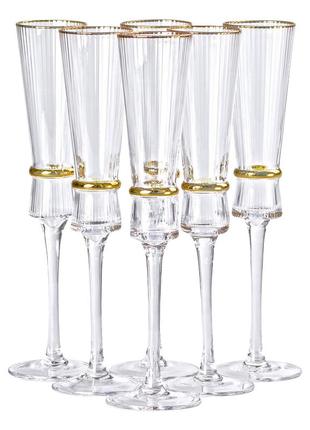 Бокалы для шампанского, 200 мл, фужеры (высокая ножка), набор из 6 штук. shop
