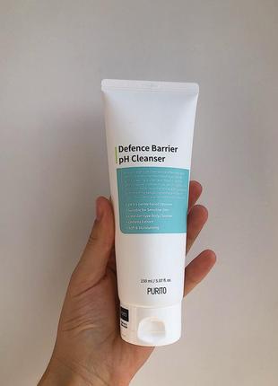 Слабокислотный гель для деликатного очищения кожи purito defence barrier ph cleanser, 150 ml, пурито, пенка, умывальник, очиститель, клинсер, умывалька