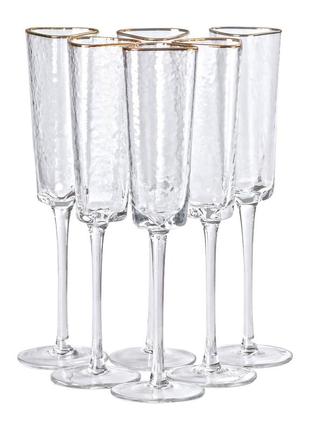 Бокалы для шампанского, 200 мл, фужеры (высокая ножка), набор из 6 штук. shop