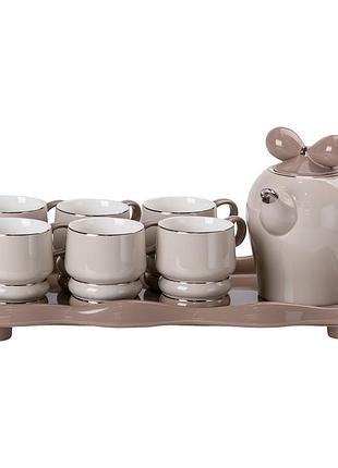 Чайный набор на 6 персон с заварочным чайником и керамической подставкой shop