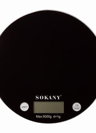 Весы кухонные электронные sokany до 5 кг с плоской платформой черные, точные пищевые весы круглые настольные s