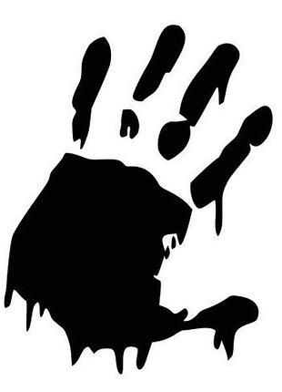 Наклейка на авто / мото / витрину на стекло кузов " хэллоуин - halloween - кровь - рука - bloody " любой цвет