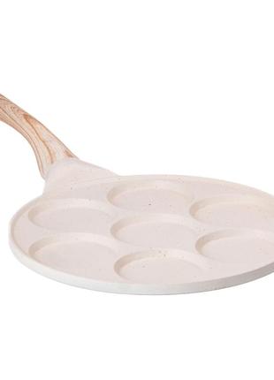 Сковорода с антипригарным покрытием 26 см для блинов, яиц и оладий 7-сегментная круглая бежевая shop