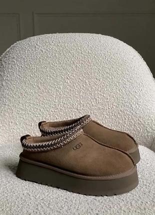 Ugg tazz platform hickory, коричневі тапки угг, капці угги, тапки угги, ugg tasman,...