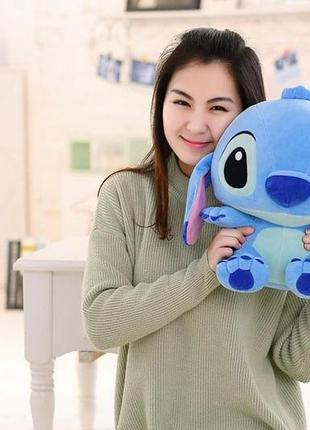 Гипоаллергенная игрушка синий стич 35 см , игрушки для сна , мягкая игрушка подушка антистресс