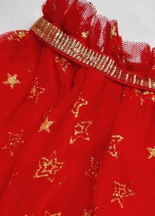 Юбка so cute нарядная красный фатин золотые звезды 9-12 месяцев2 фото