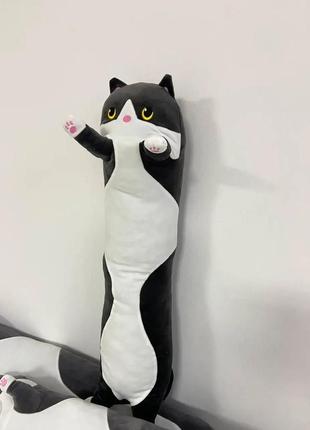 Плюшевая мягкая игрушка подушка обнимашка для сна кот батон 50 см