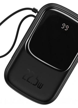 Внешний аккумулятор baseus qpow 20000 mah 22.5w встроенный кабель usb-c (ppqd-i01) черный