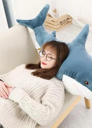 Подушка іграшка акула синя 80 см blahaj акула ікеа ikea