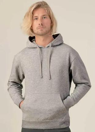 Мужской темно-серый меланж худи jhk kangaroo, размер xxl, теплый базовый с начесом