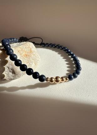 Ns.jem🌸 браслет натуральный сапфир золото 417 пробы