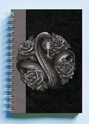 Скетчбук sketchbook (блокнот) для малювання з новорічним принтом "королівська кобра. 2025 рік змії"