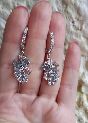 Серебряные серьги  селин