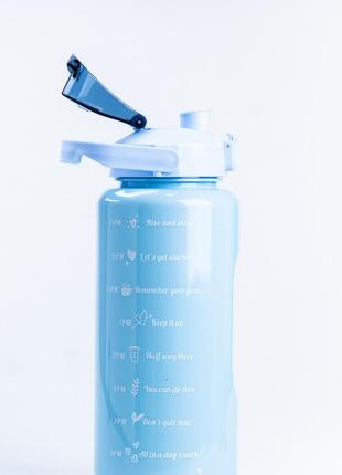 Пляшка для води набір 3в1 0.3л 0.9л 2л з дозатором синій3 фото