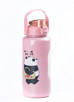 Пляшка для води панда набір 3в1 з дозатором 0.3л 0.9л 2л3 фото