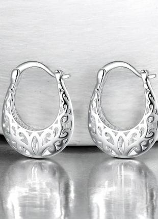 Серьги серебро 925 маленькие оригинальные ажурные кольца silver ♥️