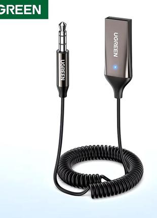 Bluetooth-адаптер ugreen cm309 bluetooth 5.3 car receiver aux с микрофоном space gray