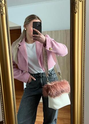 Шкіряна сумка з хутром в стилі fendi ❤️‍🔥 ексклюзив