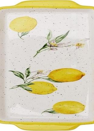 Блюдо керамическое сочные лимоны прямоугольное 32х13см