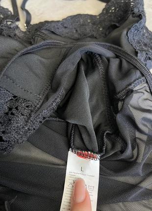 Чёрный кружевной боди сексуальный костюм с портупеями сеточкой и вязкой прозрачное нижнее белье на чашку b/c10 фото
