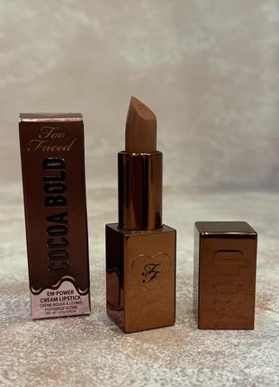 Too faced - cocoa bold cream lipstick - кремова помада для губ, ganache, 4 g