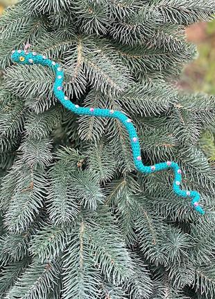 Змея вязаная со стразами, символ 2025 года, талисман