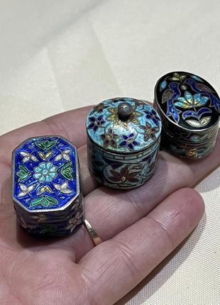 Антиквариат, винтажные китайские серебряные шкатулки ручная работа