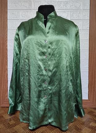 Изумрудная шелковая блуза 100% шелк от peter hahn carat 🍁 44eur/наш 46-48рр