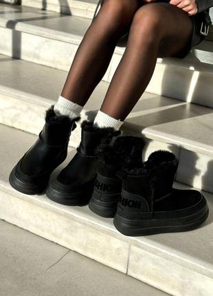 Зимові жіночі черевики з натуральної замші/ шкіри
