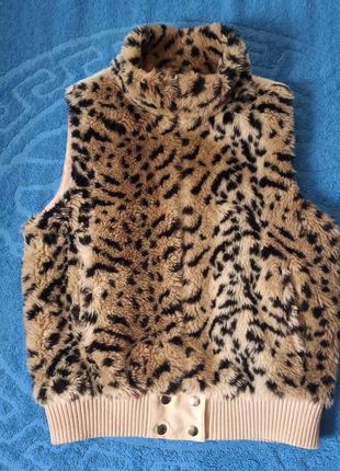 Жіночий жилет зі штучного хутра, трендовий леопардовий принт