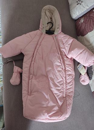 Комбинезон, конверт детский зимний новый, размер 68-44