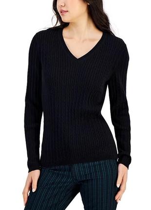 Tommy hilfiger original. свитер черного цвета вязанный коттон р s