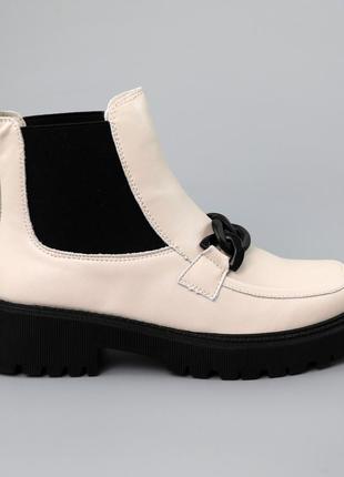 Челси женские кожаные байка 590384 бежевые