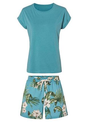 Піжама (футболка і шорти) для жінки esmara lidl 461305 s бірюза