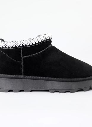Угги жіночі замшеві хутро 590561 чорні