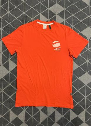 Футболка g-star raw big logo back gr t-shirt, orange (оригінал)1 фото