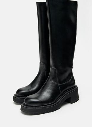 Сапоги zara шкіряні