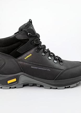 Ботинки мужские кожаные мех 589901 черные