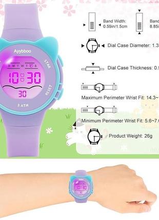 Поврежденная упаковка детские цифровые часы для девочек мальчиков, 7 цветных ламп...