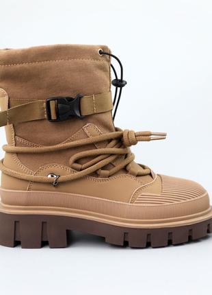 Ботинки женские кожаные байка 590224 коричневые