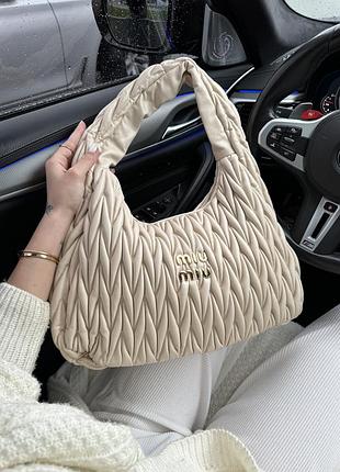 Женская сумочка miu miu big бежевая