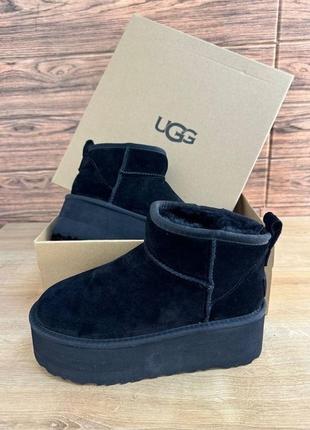Угги женские ugg classic ultra mini platform черного цвета большой выбор