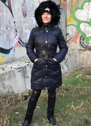 Теплий пуховик з поясом michael kors