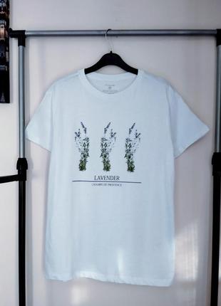 Белая футболка с лавандой primark